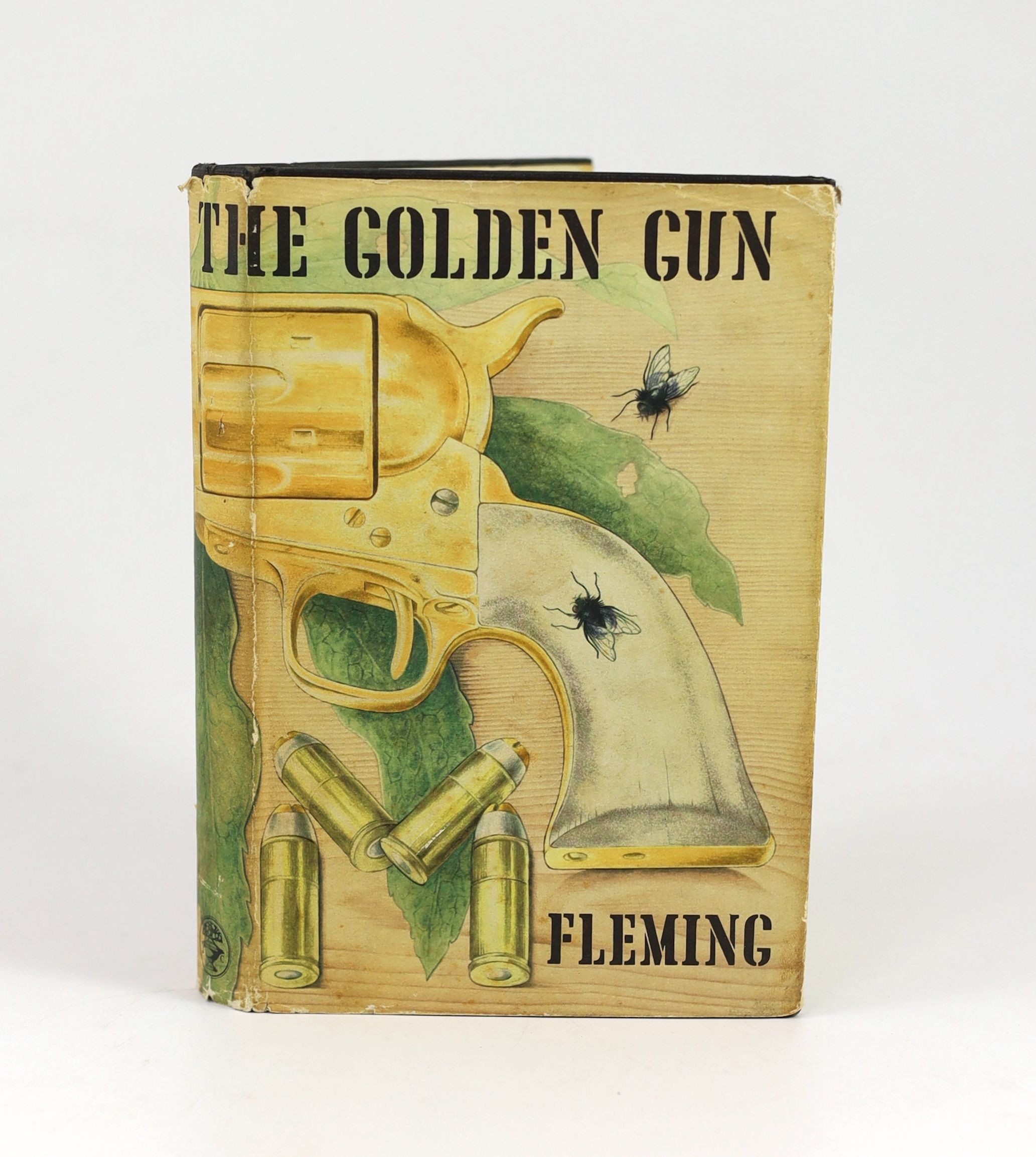 Fleming, Ian - The Man with the Golden Gun. 1st ed. Original publishers cloth with gilt letters direct on spine, original pictorial d/j. Green decorative end papers. 8vo. Jonathan Cape, London, 1965.